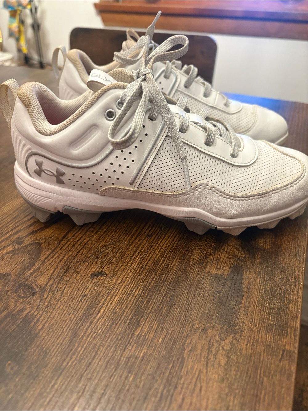 Under Armour Kids White & Light Gray Athletic Sneakers